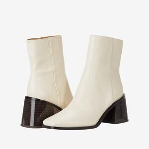 SAM EDELMAN WINNIE Ivory Leather Block Heel Bootie Women’s Size 8